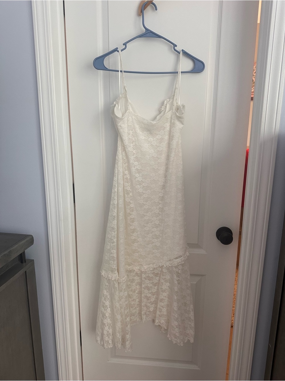 Old Navy Cream Lace Asymmetrical Slip Dress